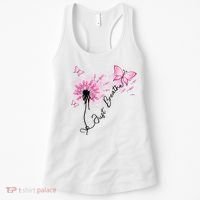 Breast Cancer Awareness Just Breathe Dandelion Pink Ribbon Butterfly Women's Tank Top thumb 0