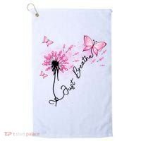 Breast Cancer Awareness Just Breathe Dandelion Pink Ribbon Butterfly Golf Towel thumb 0