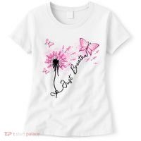 Breast Cancer Awareness Just Breathe Dandelion Pink Ribbon Butterfly Women's T-Shirt thumb 0