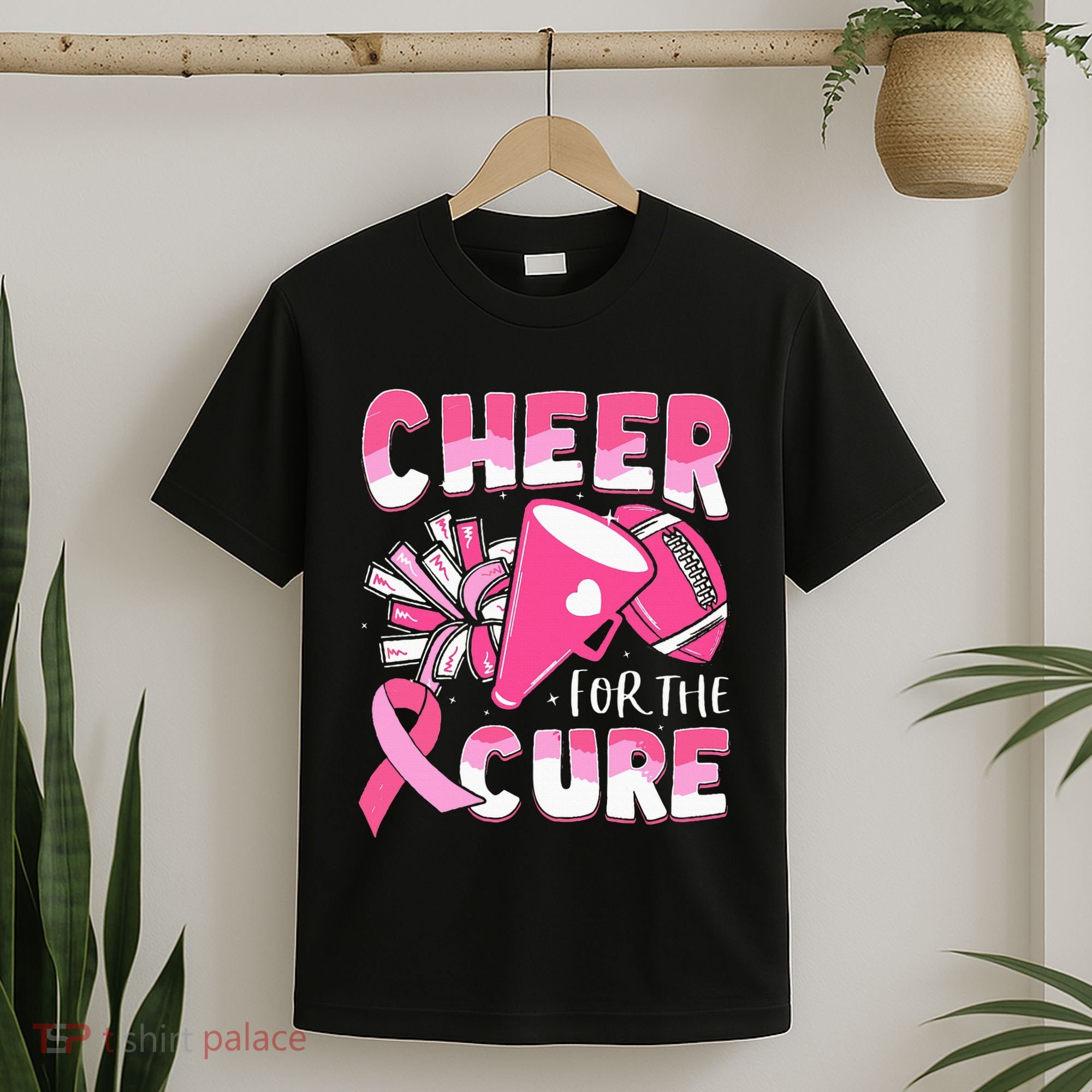 Breast Cancer Awareness Cheer For The Cure Football T-Shirt