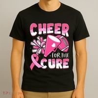 Breast Cancer Awareness Cheer For The Cure Football T-Shirt thumb 3