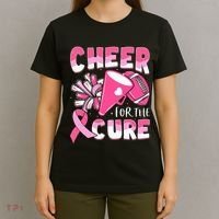Breast Cancer Awareness Cheer For The Cure Football T-Shirt thumb 4