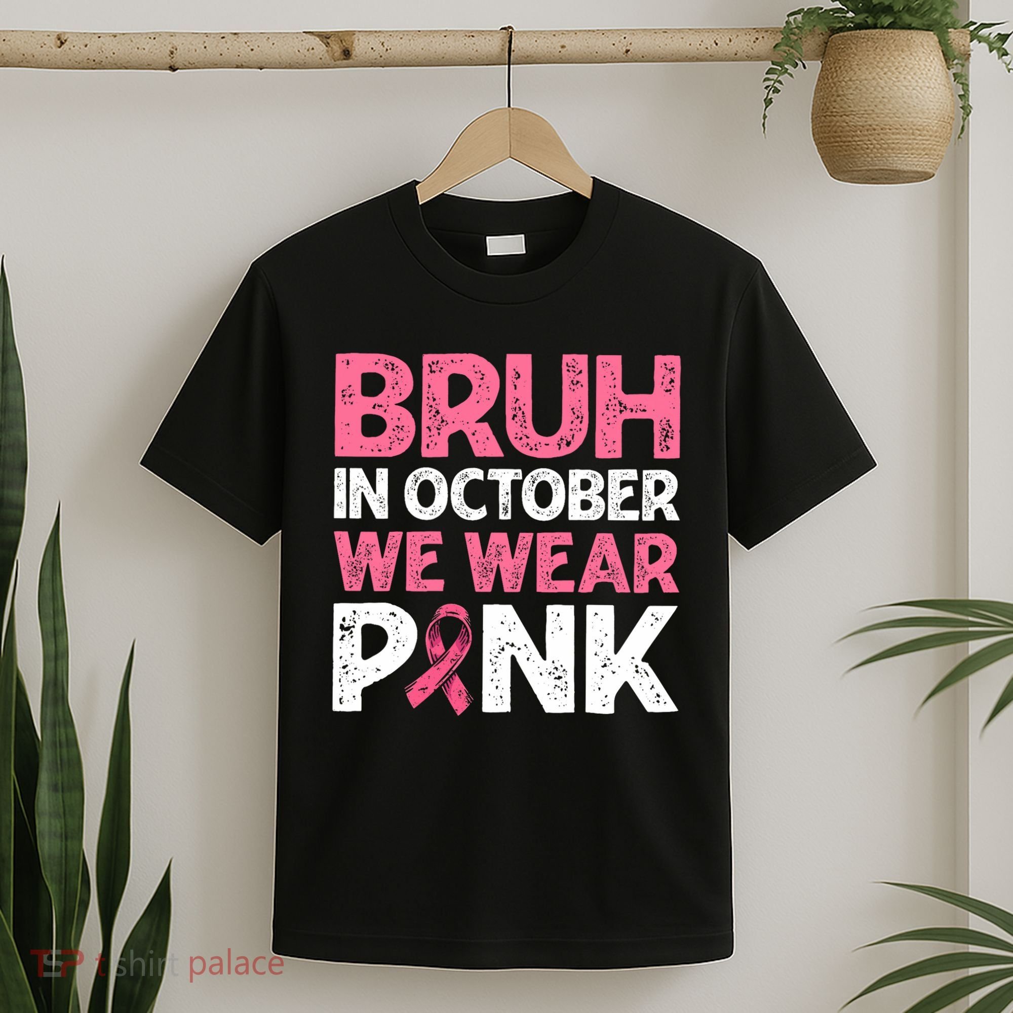 Breast Cancer Awareness For Boy Bruh In October We Wearpink T-Shirt