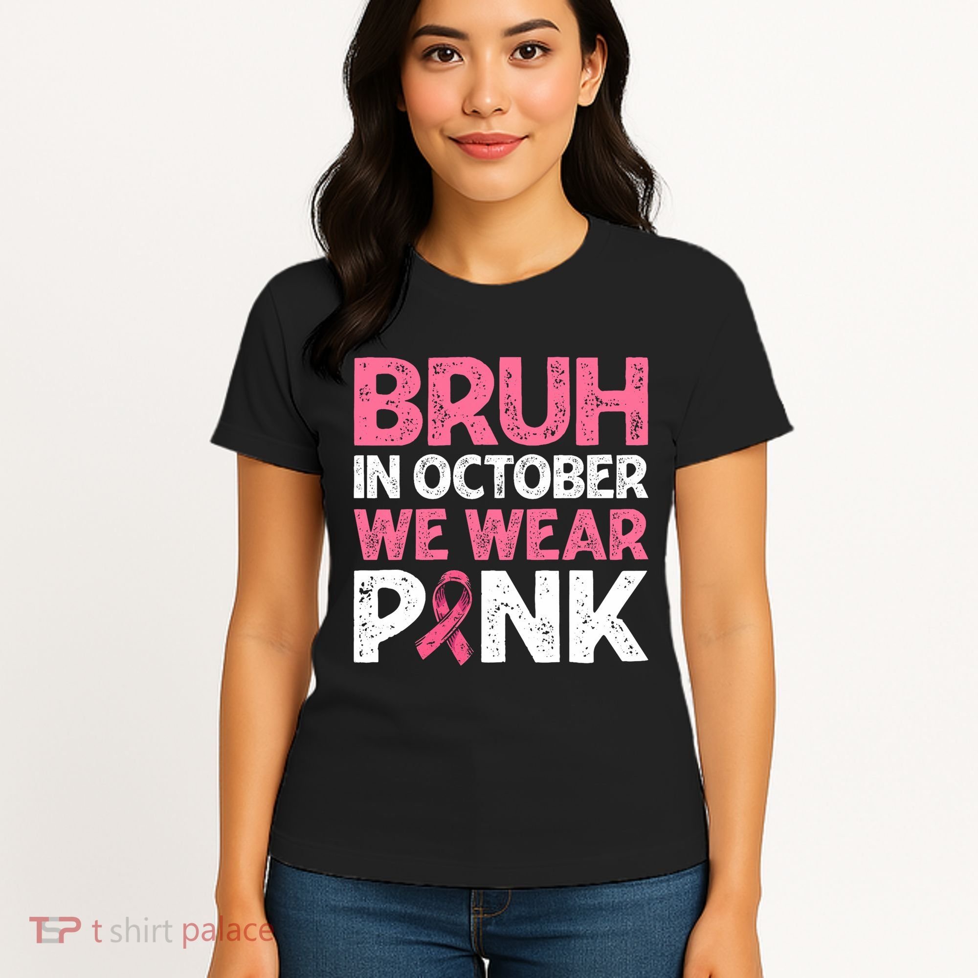 Breast Cancer Awareness For Boy Bruh In October We Wearpink Women's T-Shirt