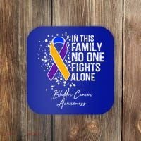 Bladder Cancer Awareness In This Family No One Fights Alone Great Gift Coaster thumb 0