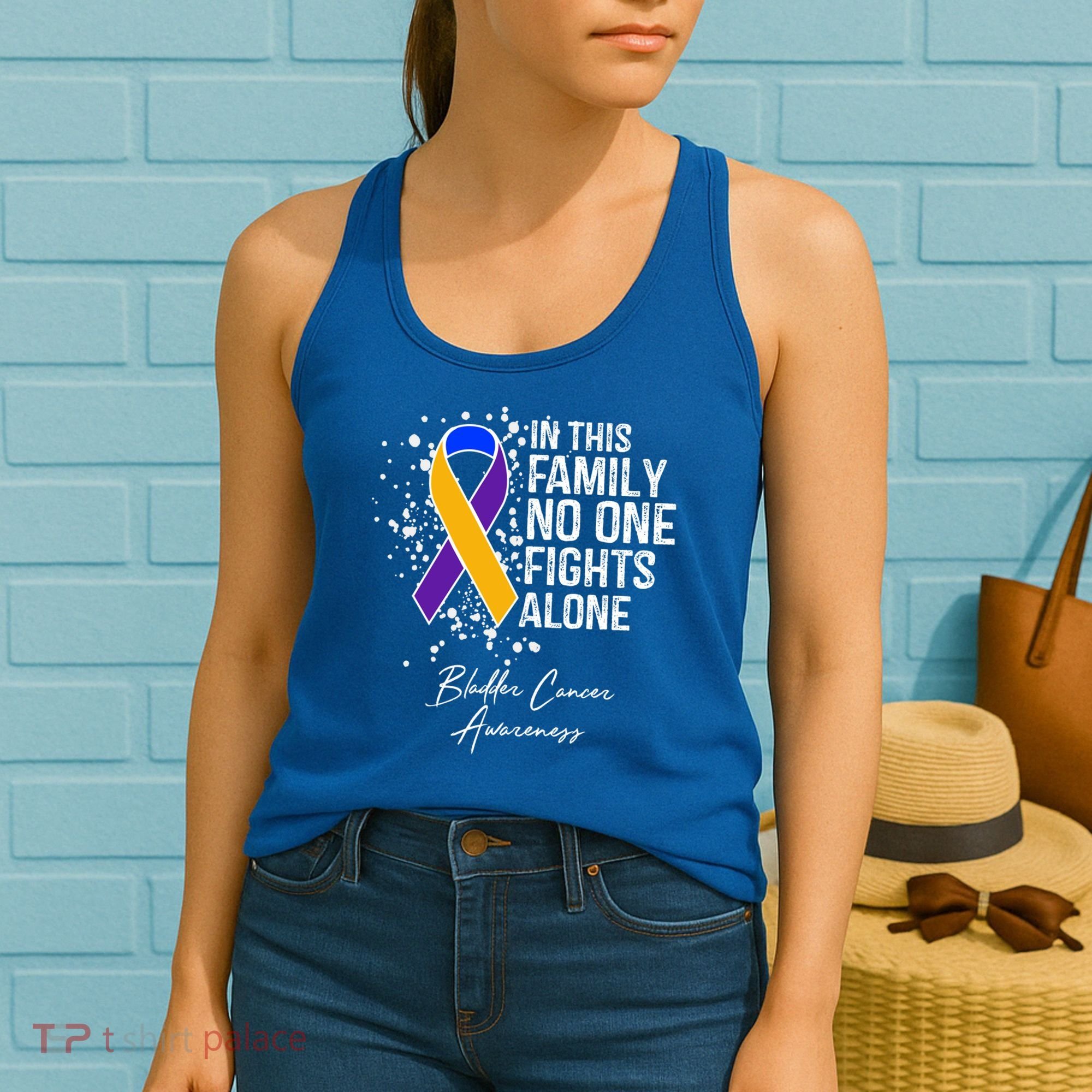 Bladder Cancer Awareness In This Family No One Fights Alone Great Gift Women's Tank Top