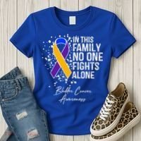 Bladder Cancer Awareness In This Family No One Fights Alone Great Gift Women's T-Shirt thumb 3