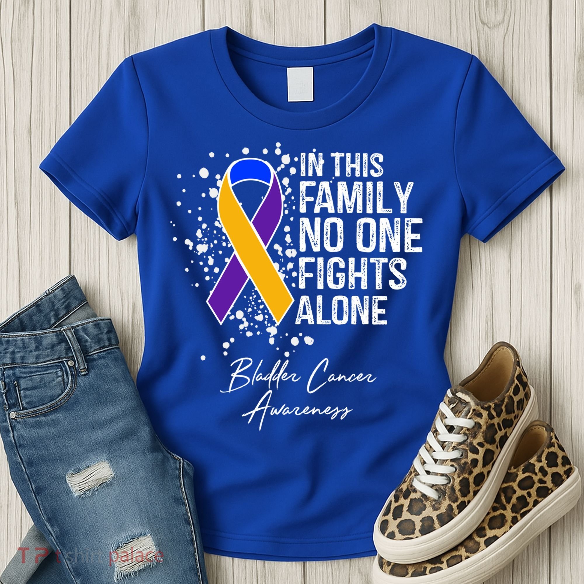 Bladder Cancer Awareness In This Family No One Fights Alone Great Gift Women's T-Shirt