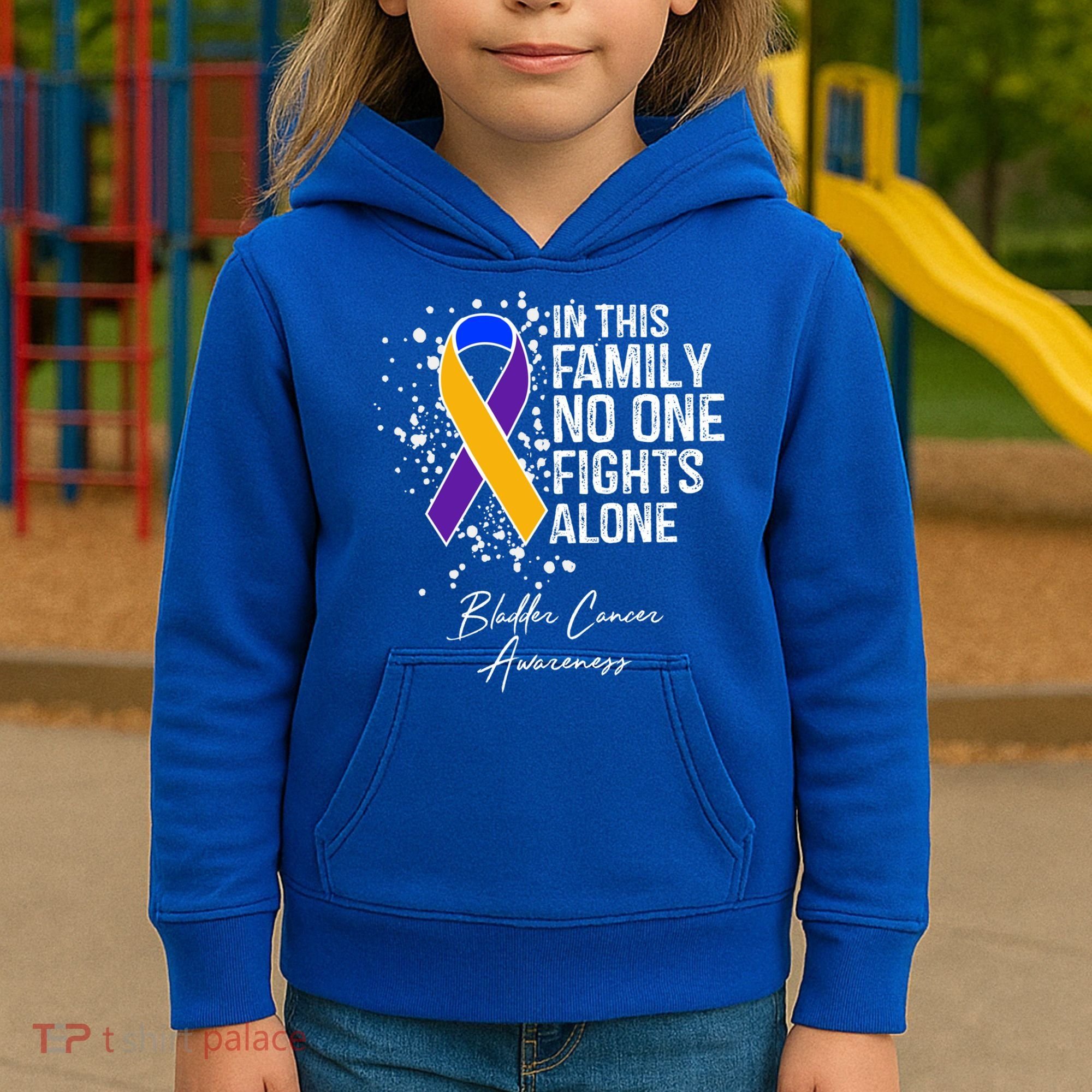 Bladder Cancer Awareness In This Family No One Fights Alone Great Gift Kids Hoodie