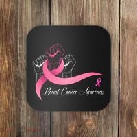 Breast Cancer Awareness Strong Fists Pink Ribbon Coaster thumb 0