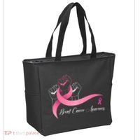 Breast Cancer Awareness Strong Fists Pink Ribbon Tote Bag thumb 2