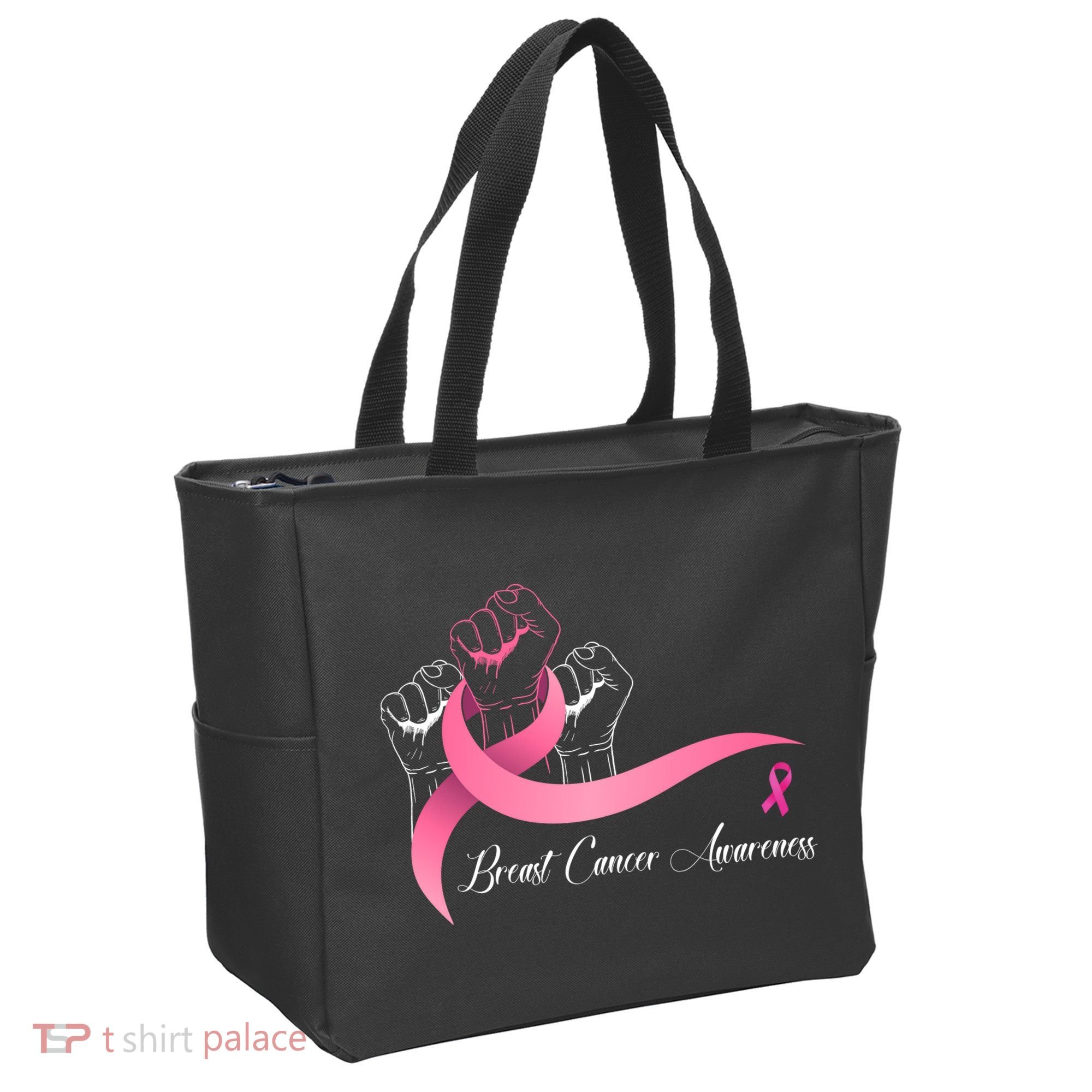 Breast Cancer Awareness Strong Fists Pink Ribbon Tote Bag