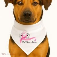 Breast Cancer Awareness Strong Fists Pink Ribbon USA-Made Doggie Bandana thumb 1