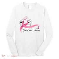 Breast Cancer Awareness Strong Fists Pink Ribbon Long Sleeve Shirt thumb 0