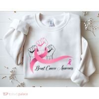 Breast Cancer Awareness Strong Fists Pink Ribbon Sweatshirt thumb 2