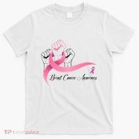 Breast Cancer Awareness Strong Fists Pink Ribbon T-Shirt thumb 0
