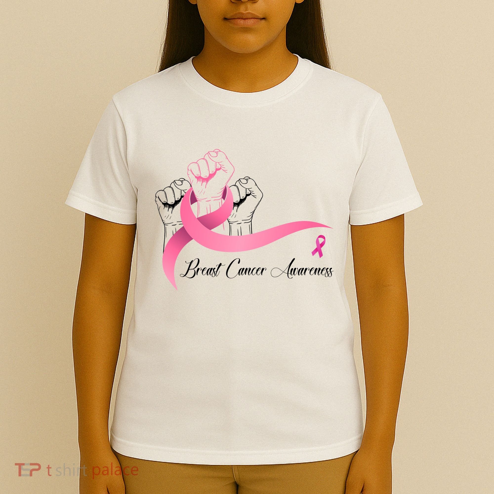 Breast Cancer Awareness Strong Fists Pink Ribbon T-Shirt