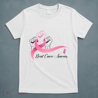 Breast Cancer Awareness Strong Fists Pink Ribbon T-Shirt thumb 5