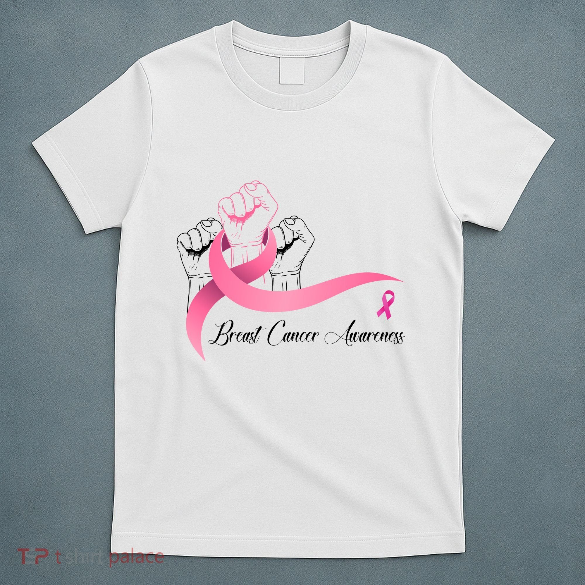 Breast Cancer Awareness Strong Fists Pink Ribbon T-Shirt