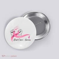 Breast Cancer Awareness Strong Fists Pink Ribbon Button thumb 0