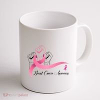 Breast Cancer Awareness Strong Fists Pink Ribbon Coffee Mug thumb 1