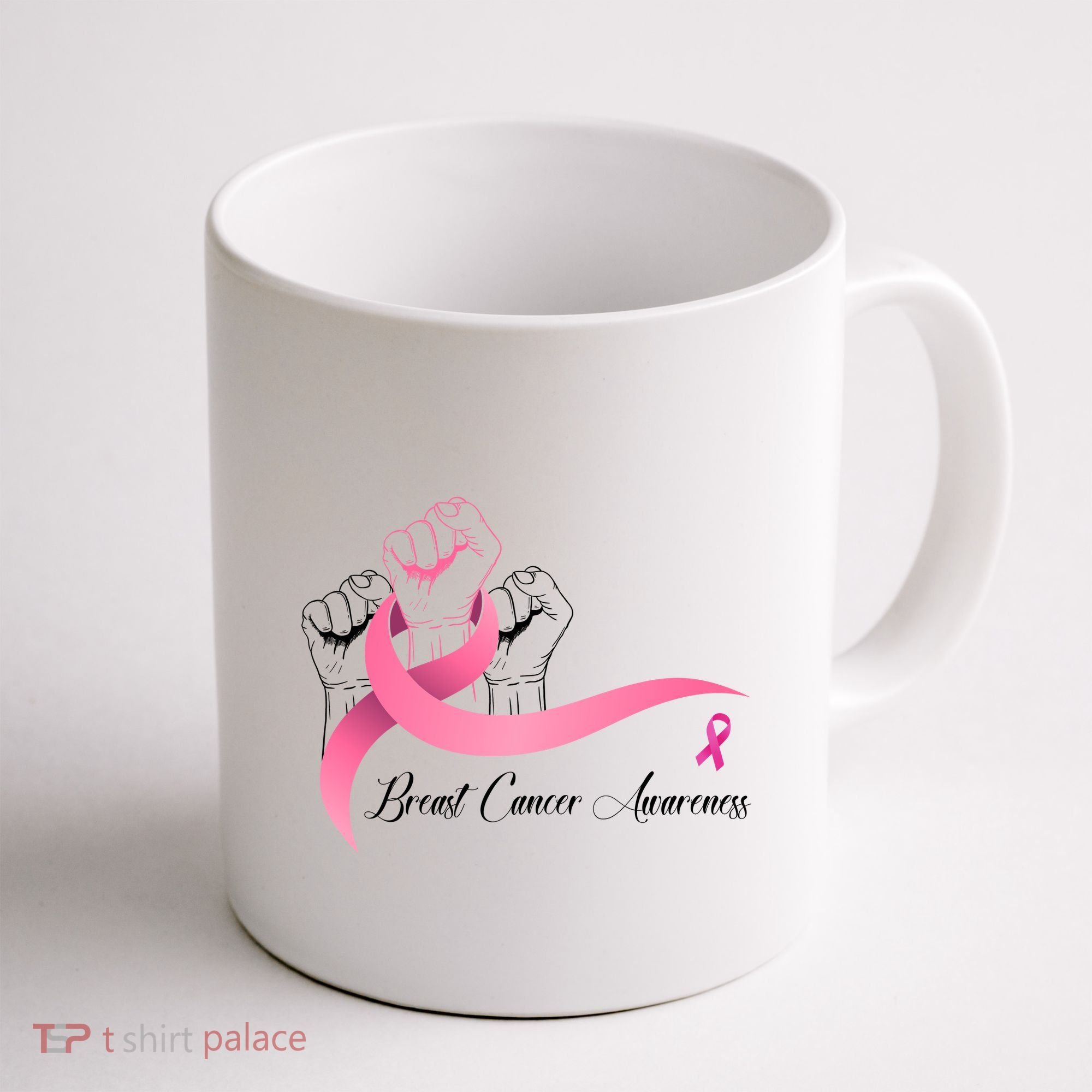 Breast Cancer Awareness Strong Fists Pink Ribbon Coffee Mug
