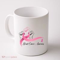 Breast Cancer Awareness Strong Fists Pink Ribbon Coffee Mug thumb 0