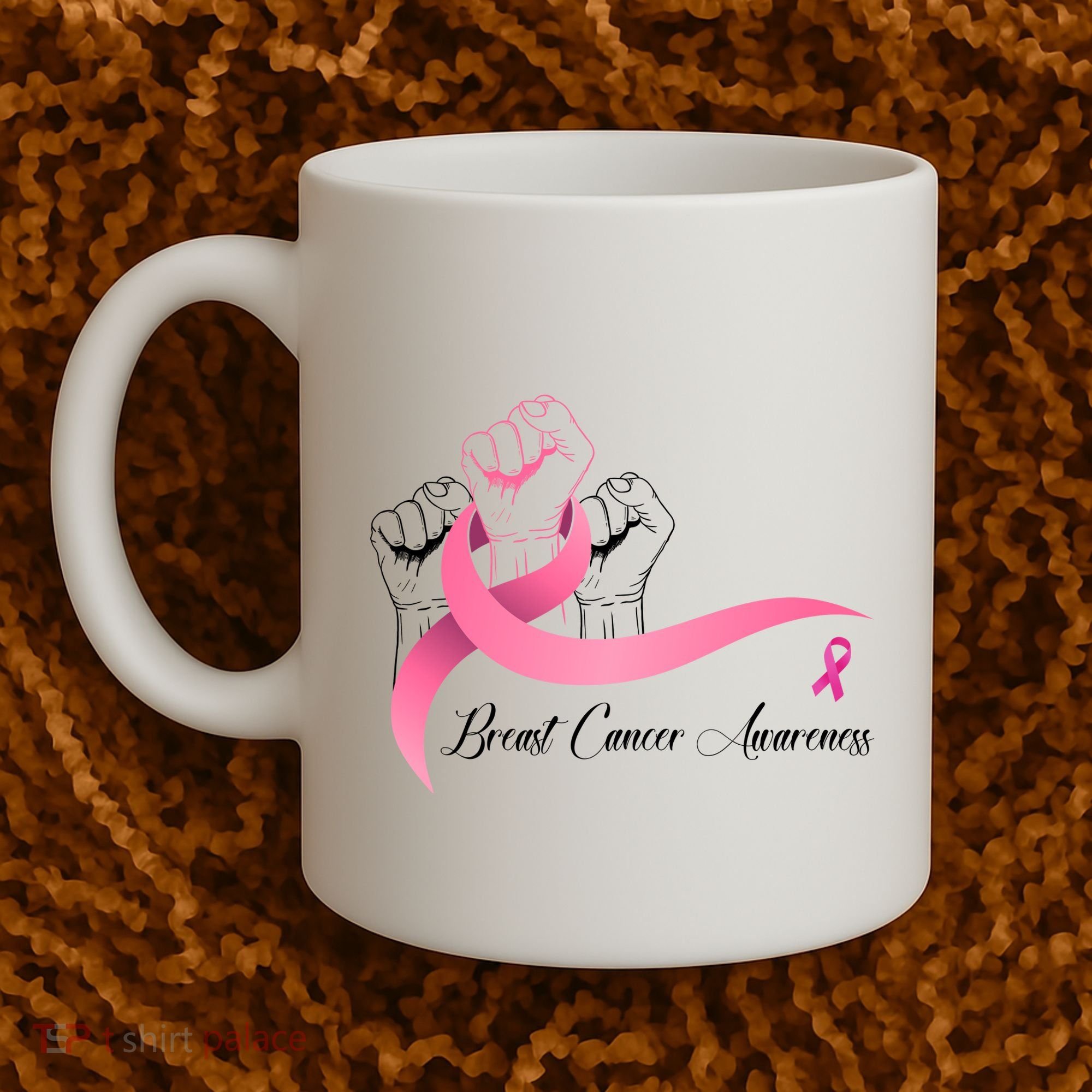 Breast Cancer Awareness Strong Fists Pink Ribbon Coffee Mug