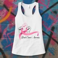 Breast Cancer Awareness Strong Fists Pink Ribbon Women's Tank Top thumb 3