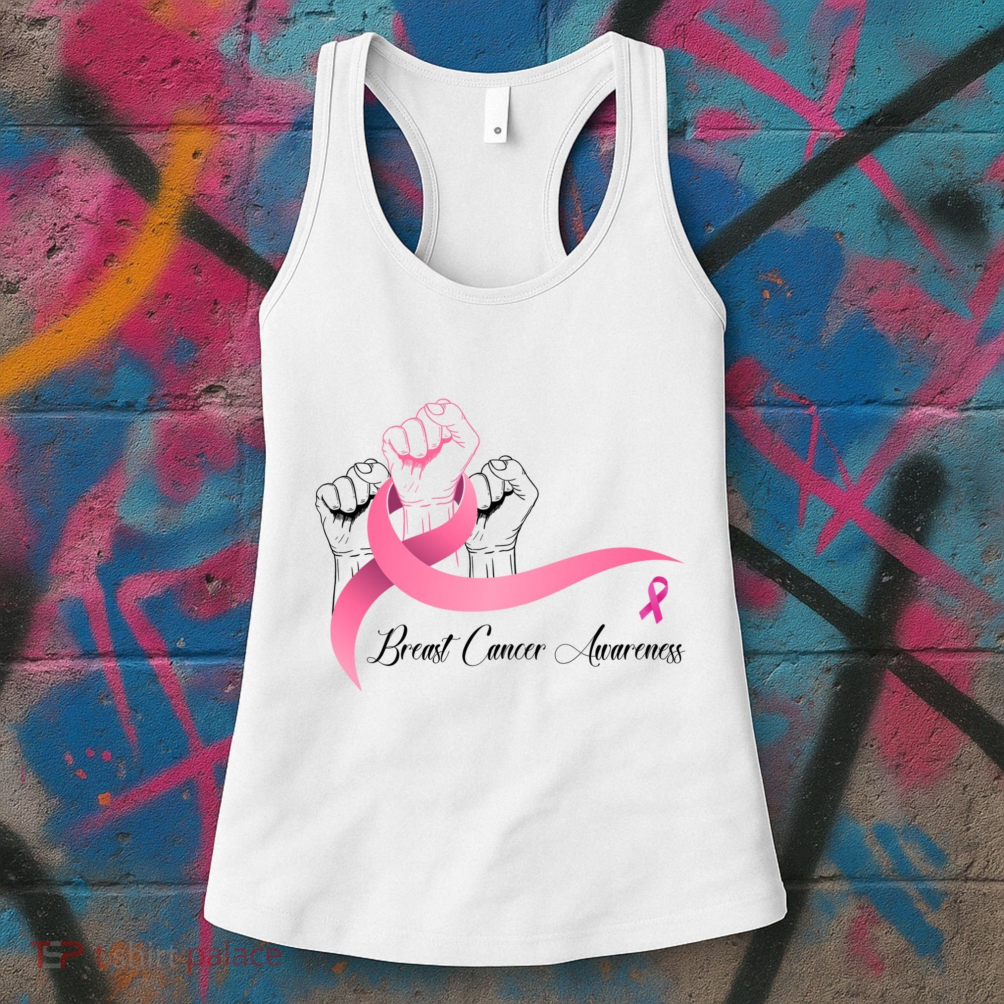 Breast Cancer Awareness Strong Fists Pink Ribbon Women's Tank Top