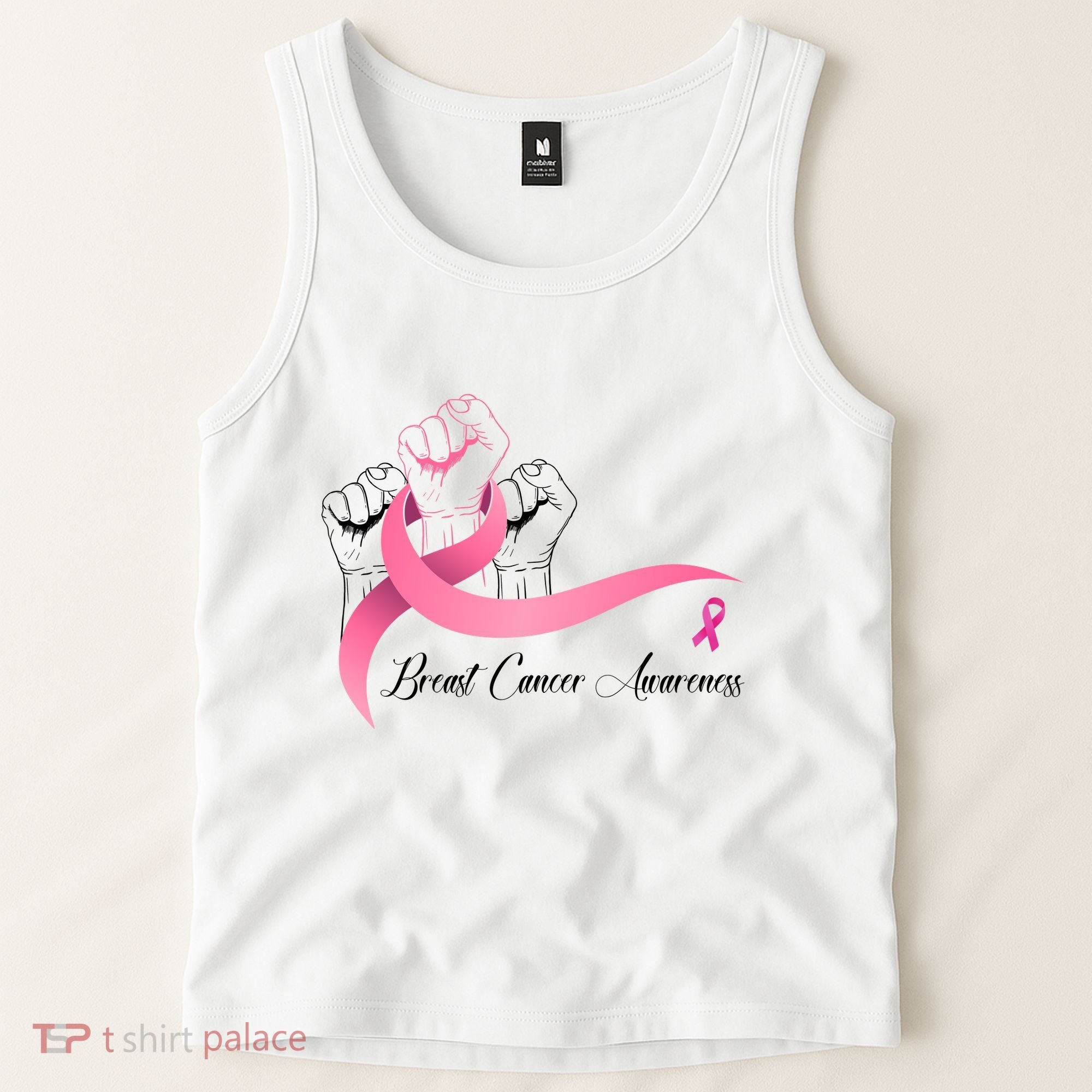 Breast Cancer Awareness Strong Fists Pink Ribbon Tank Top