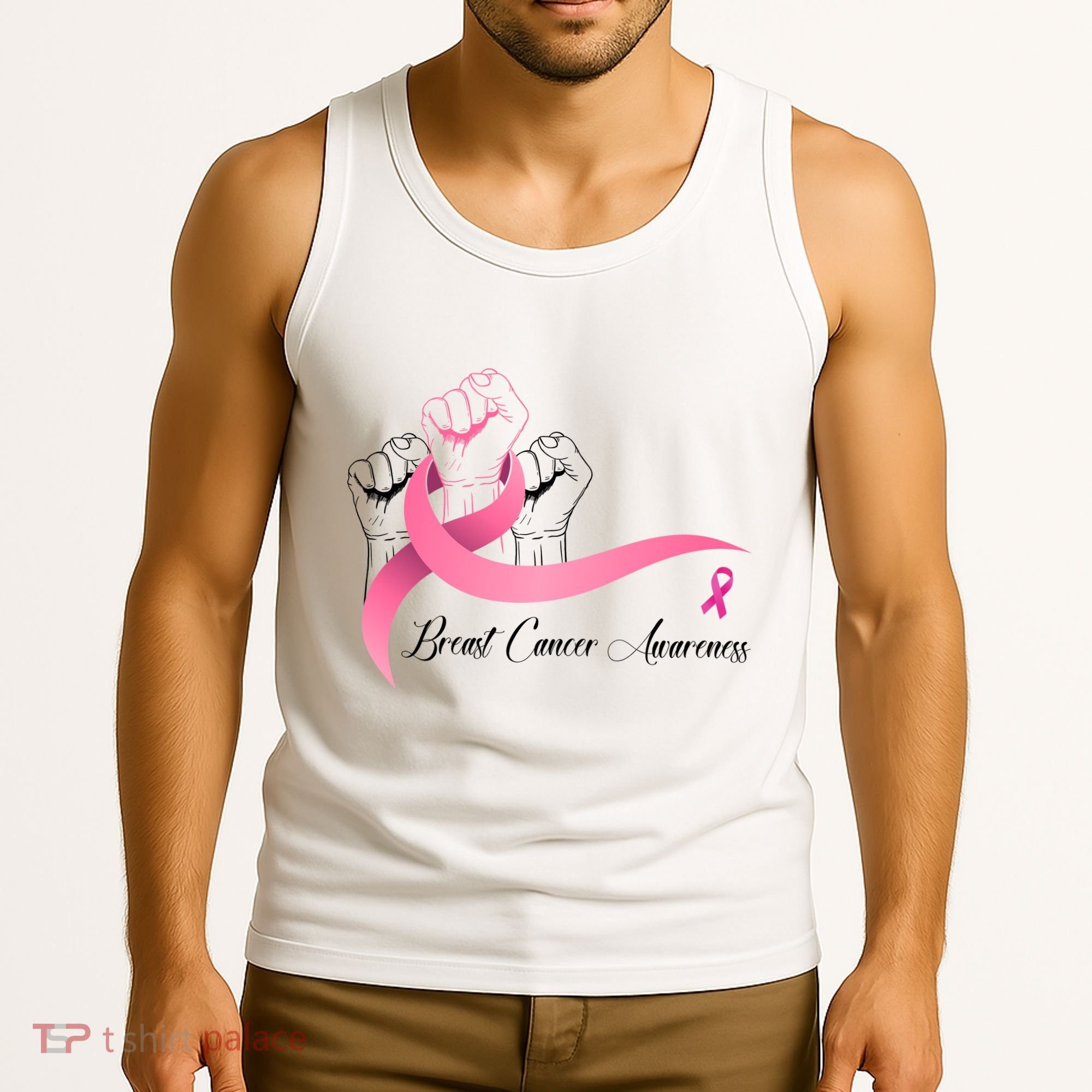 Breast Cancer Awareness Strong Fists Pink Ribbon Tank Top