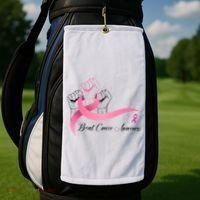 Breast Cancer Awareness Strong Fists Pink Ribbon Golf Towel thumb 2