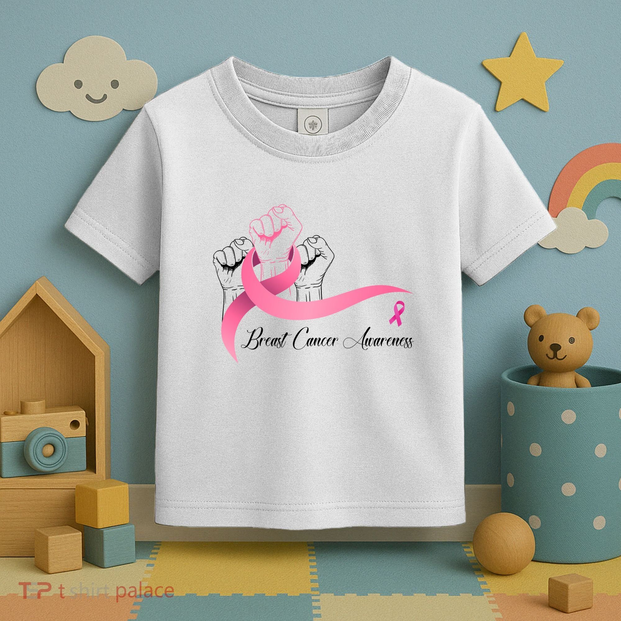 Breast Cancer Awareness Strong Fists Pink Ribbon Toddler T-Shirt