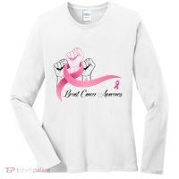 Breast Cancer Awareness Strong Fists Pink Ribbon Women's Long Sleeve Shirt thumb 0