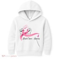 Breast Cancer Awareness Strong Fists Pink Ribbon Kids Hoodie thumb 0