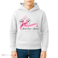 Breast Cancer Awareness Strong Fists Pink Ribbon Kids Hoodie thumb 4