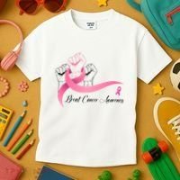 Breast Cancer Awareness Strong Fists Pink Ribbon Kids T-Shirt thumb 3