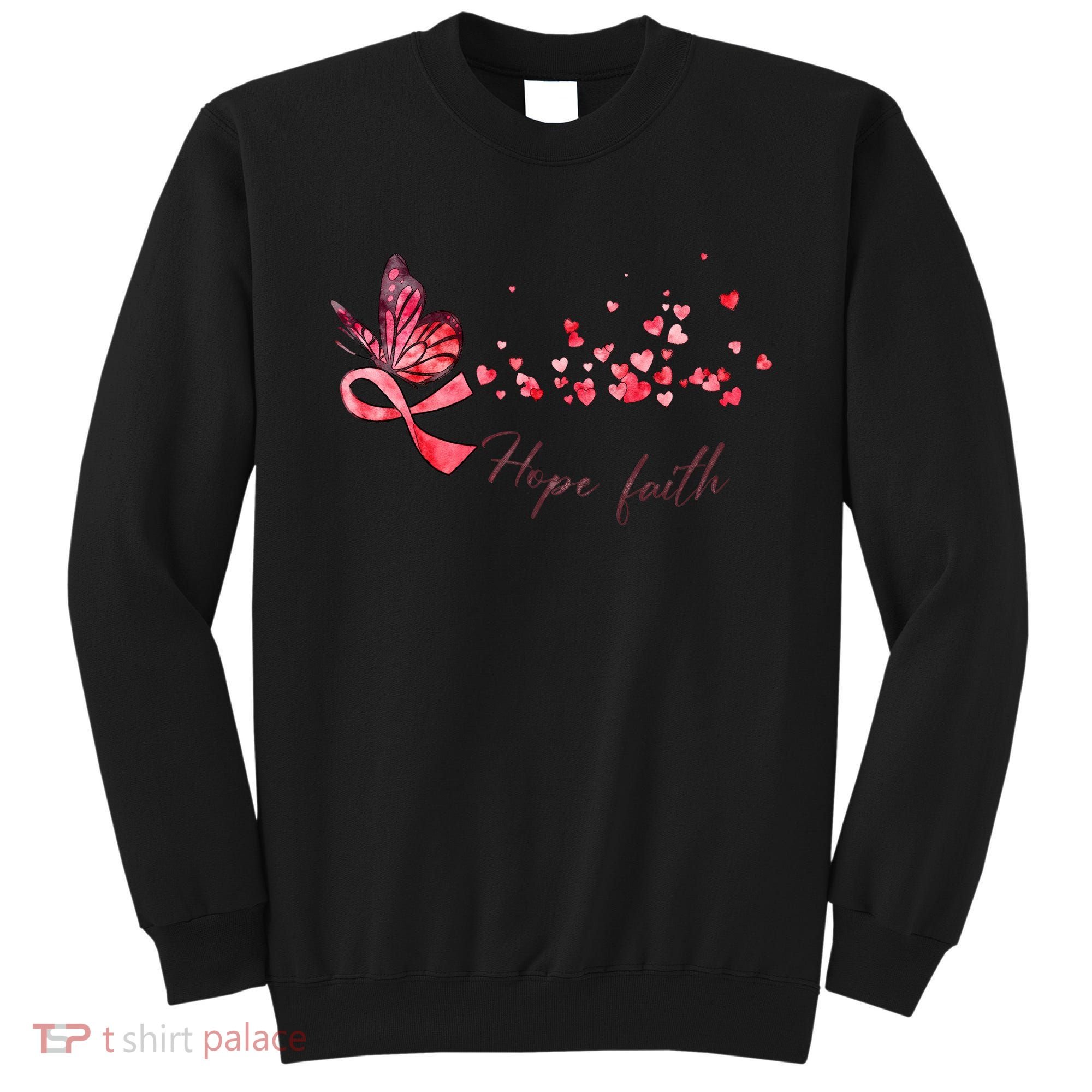 Breast Cancer Awareness Butterfly Pink Ribbon Hope Faith Sweatshirt