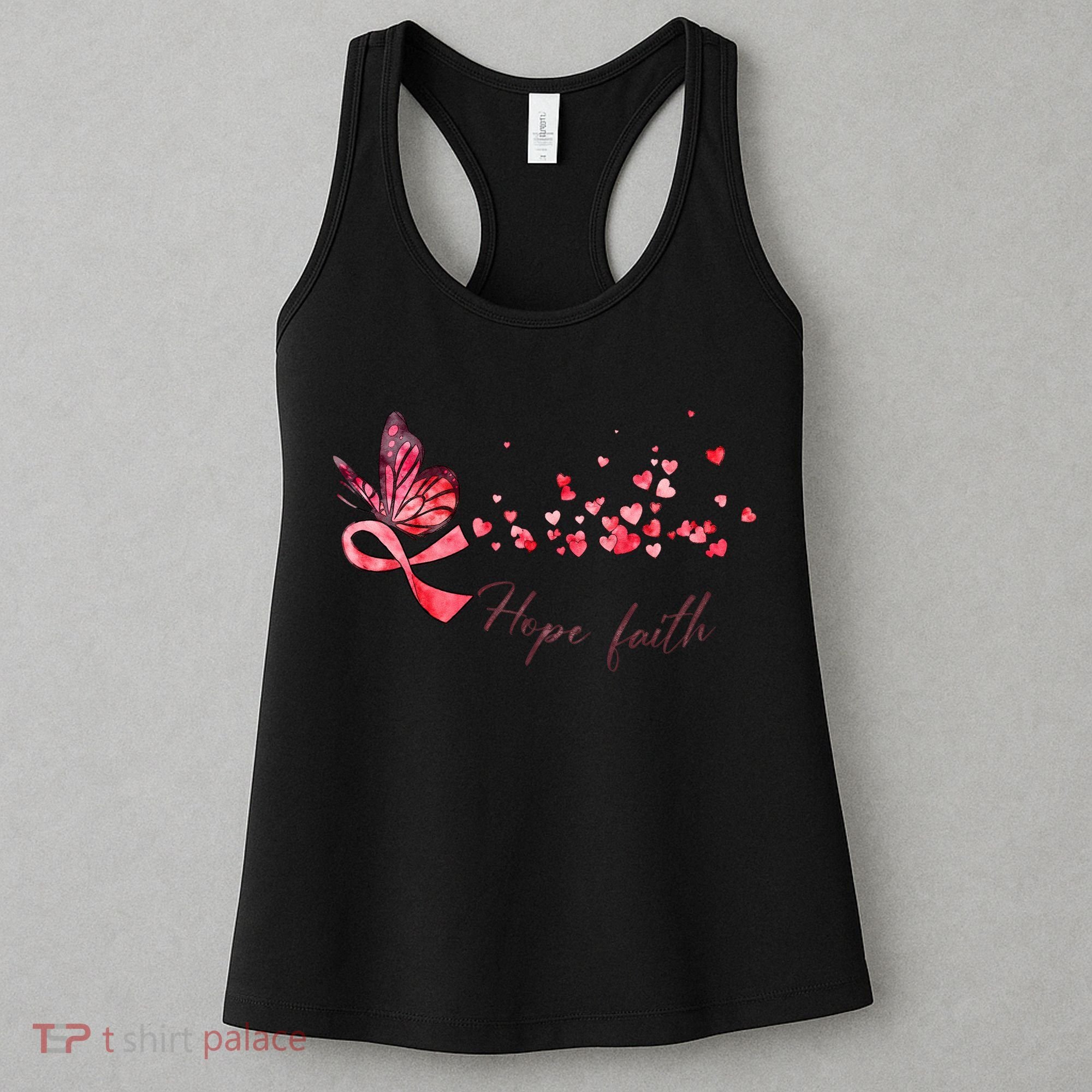 Breast Cancer Awareness Butterfly Pink Ribbon Hope Faith Women's Tank Top