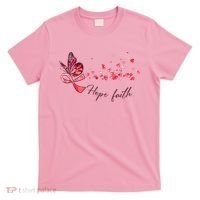 Breast Cancer Awareness Butterfly Pink Ribbon Hope Faith T-Shirt thumb 0