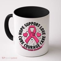 Breast Cancer Awareness Hope Support Love Cure Courage Care Coffee Mug thumb 0