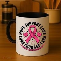 Breast Cancer Awareness Hope Support Love Cure Courage Care Coffee Mug thumb 4