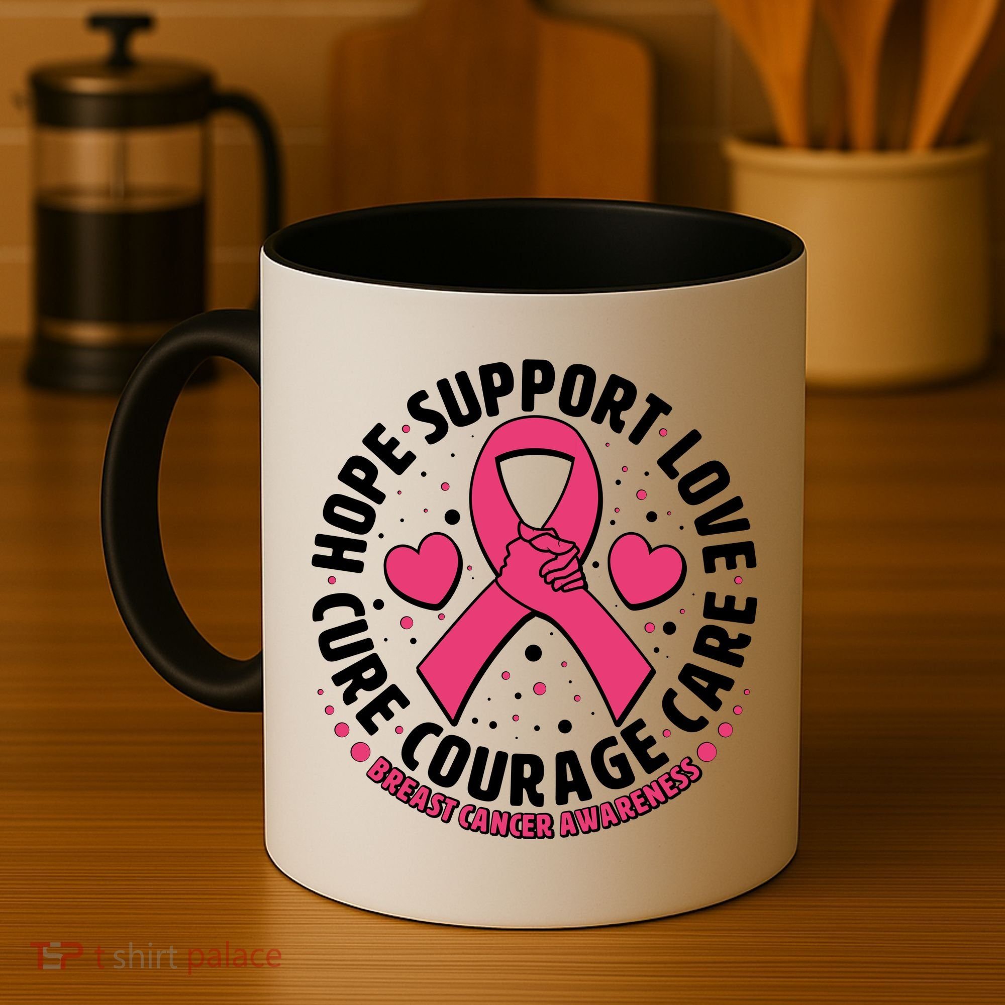 Breast Cancer Awareness Hope Support Love Cure Courage Care Coffee Mug