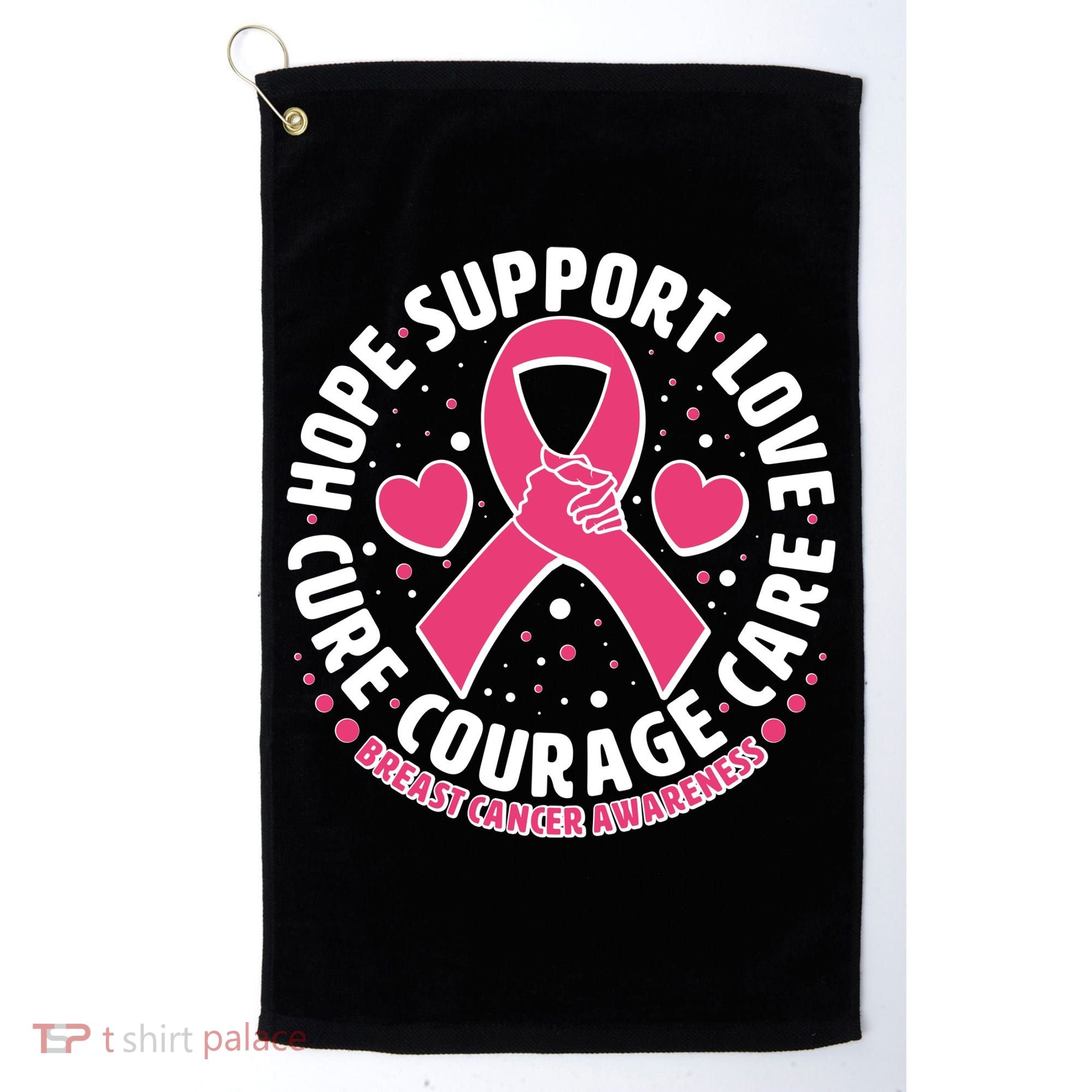 Breast Cancer Awareness Hope Support Love Cure Courage Care Golf Towel
