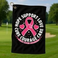 Breast Cancer Awareness Hope Support Love Cure Courage Care Golf Towel thumb 1