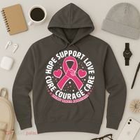Breast Cancer Awareness Hope Support Love Cure Courage Care Hoodie thumb 3