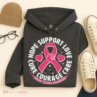 Breast Cancer Awareness Hope Support Love Cure Courage Care Hoodie thumb 4