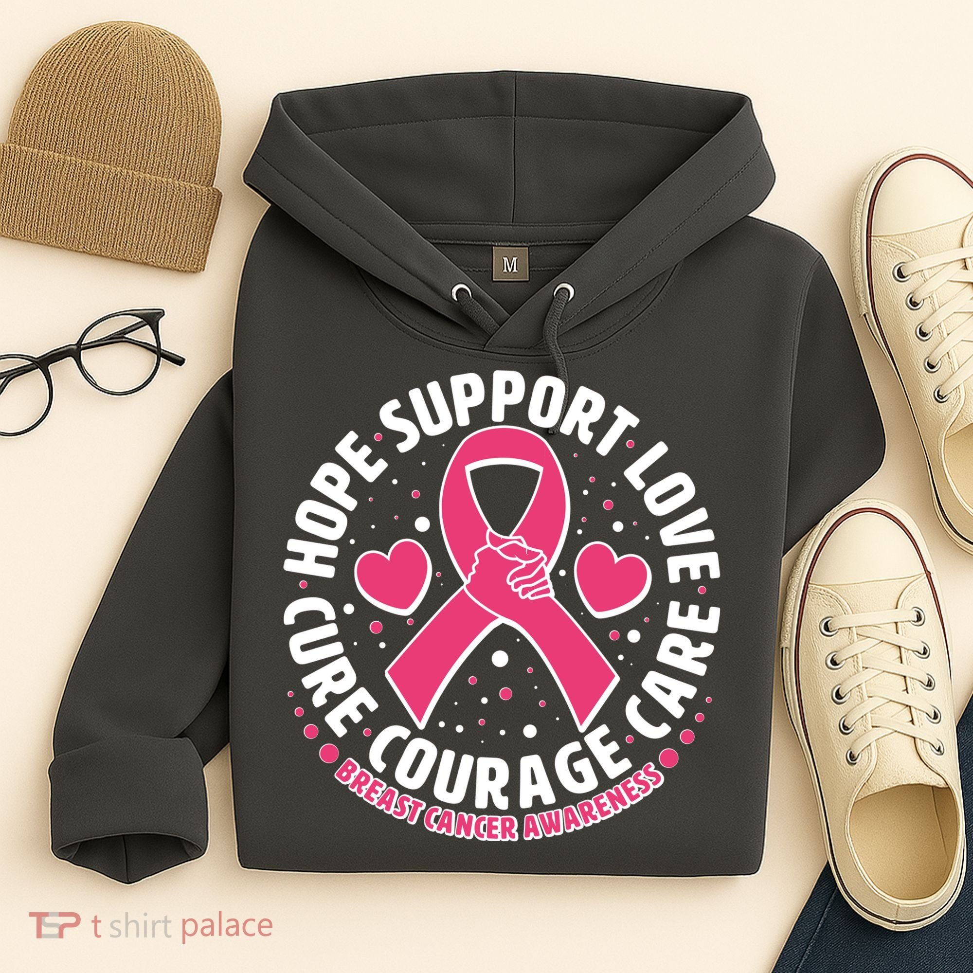 Breast Cancer Awareness Hope Support Love Cure Courage Care Hoodie