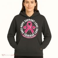 Breast Cancer Awareness Hope Support Love Cure Courage Care Hoodie thumb 5